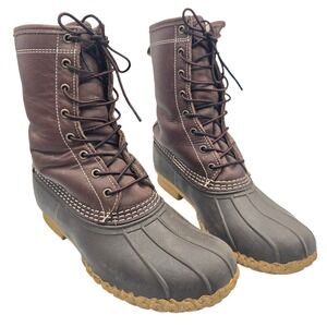 Vintage LL Bean Duck Boots Mens 9 M 8" Genuine Shearling Lined Leather USA Made